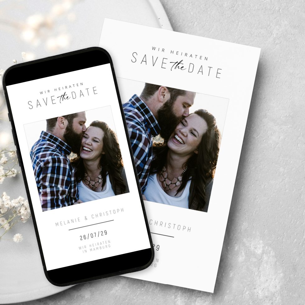 weddingstyle-hochzeitskarten-melanie-christoph-save-the-date-digital-mit-foto image 1