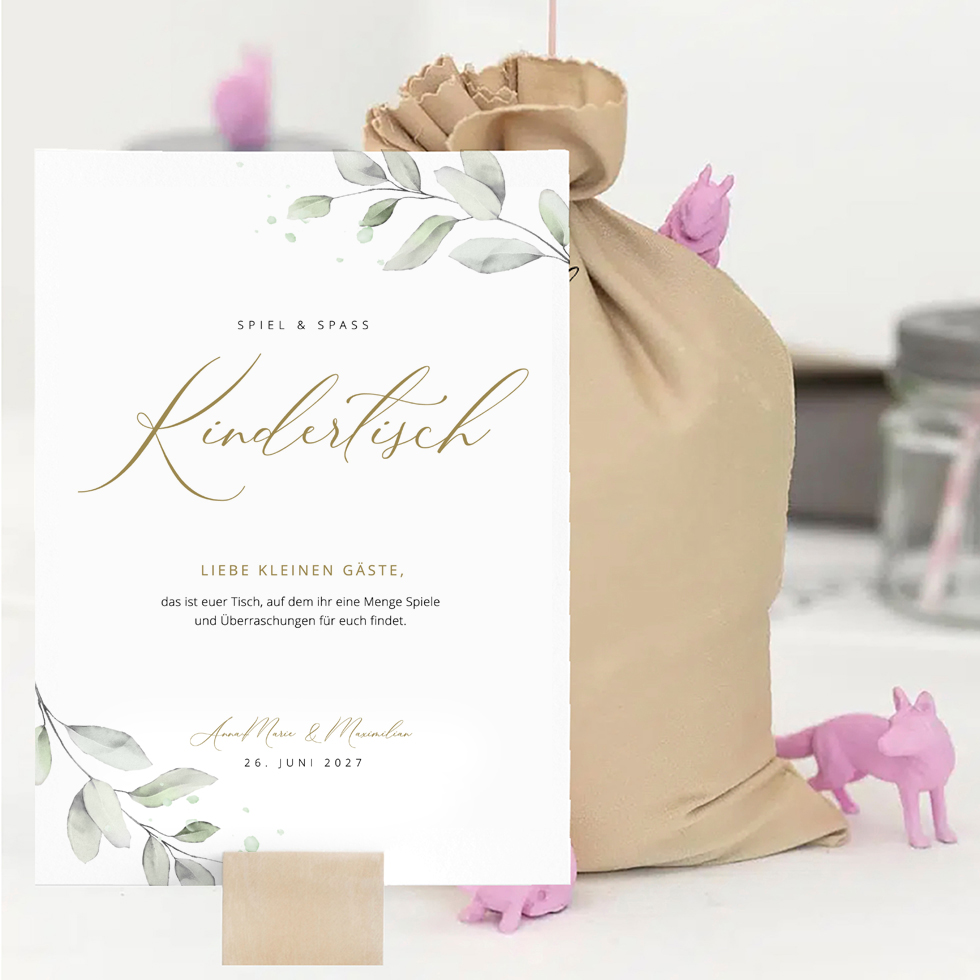 weddingstyle-feier-kindertisch-schild-eukalyptus-zum-gestalten image 1