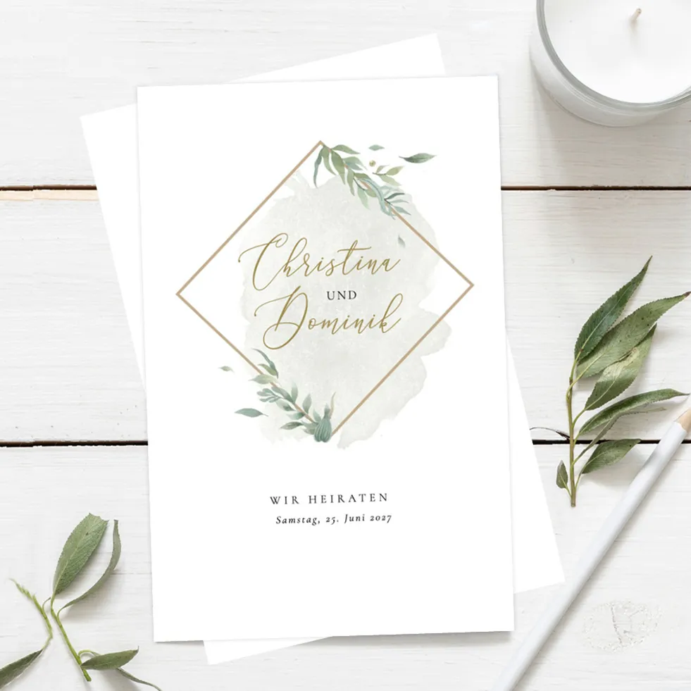 weddingstyle-hochzeitskarten-greenery-einladungskarte-b6-qr-code image 1