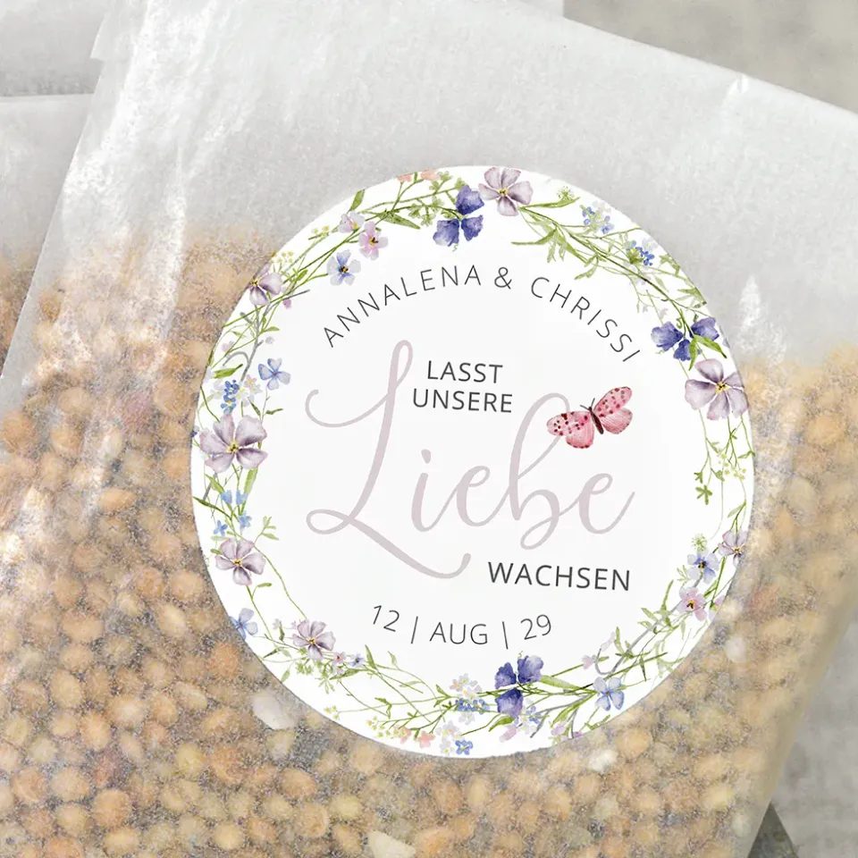 weddingstyle-blumenkranz-gastgeschenk-aufkleber-liebe-wachsen image 1