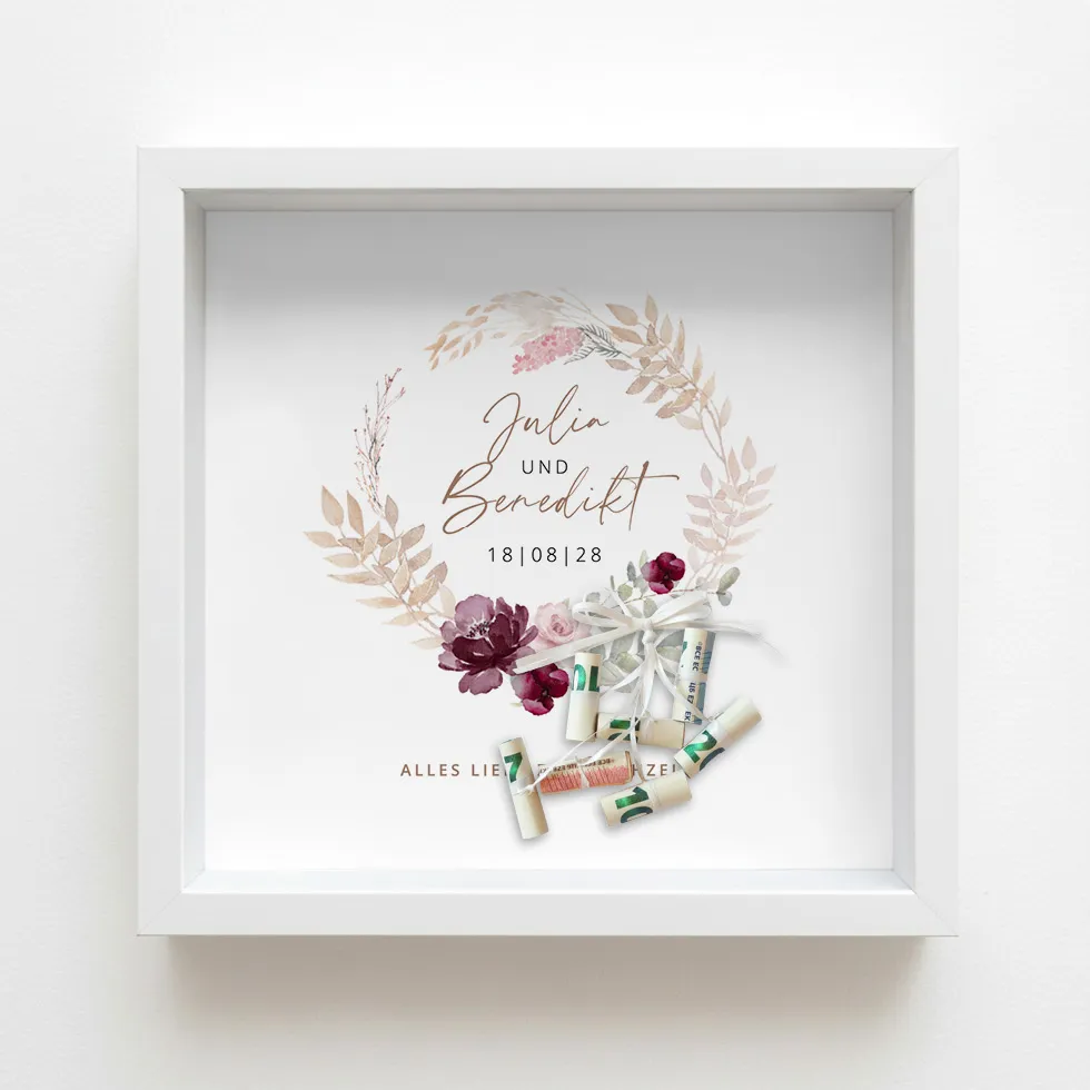 weddingstyle-boho-geldgeschenk-im-bilderrahmen-25x25-personalisiert image 1