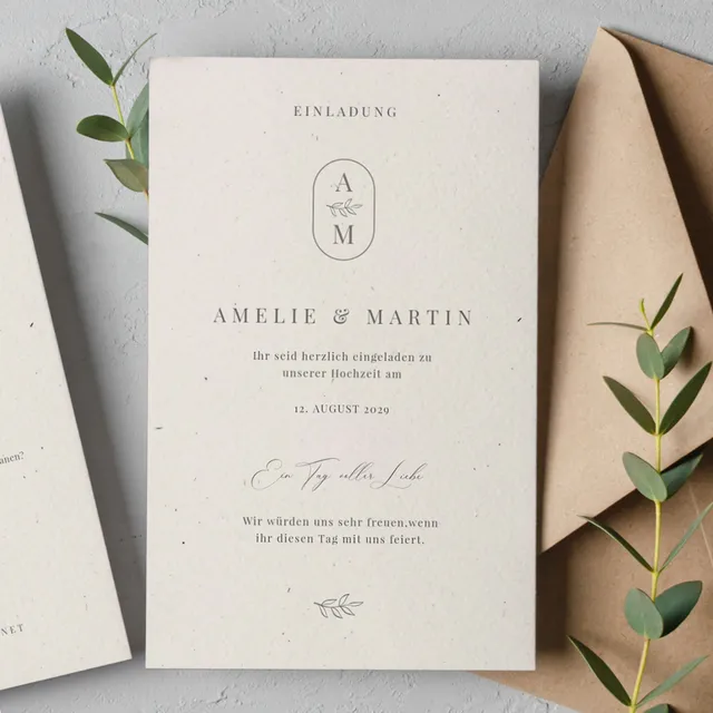 weddingstyle-monogramm-hochzeitseinladung-b6-personalisiert image 1