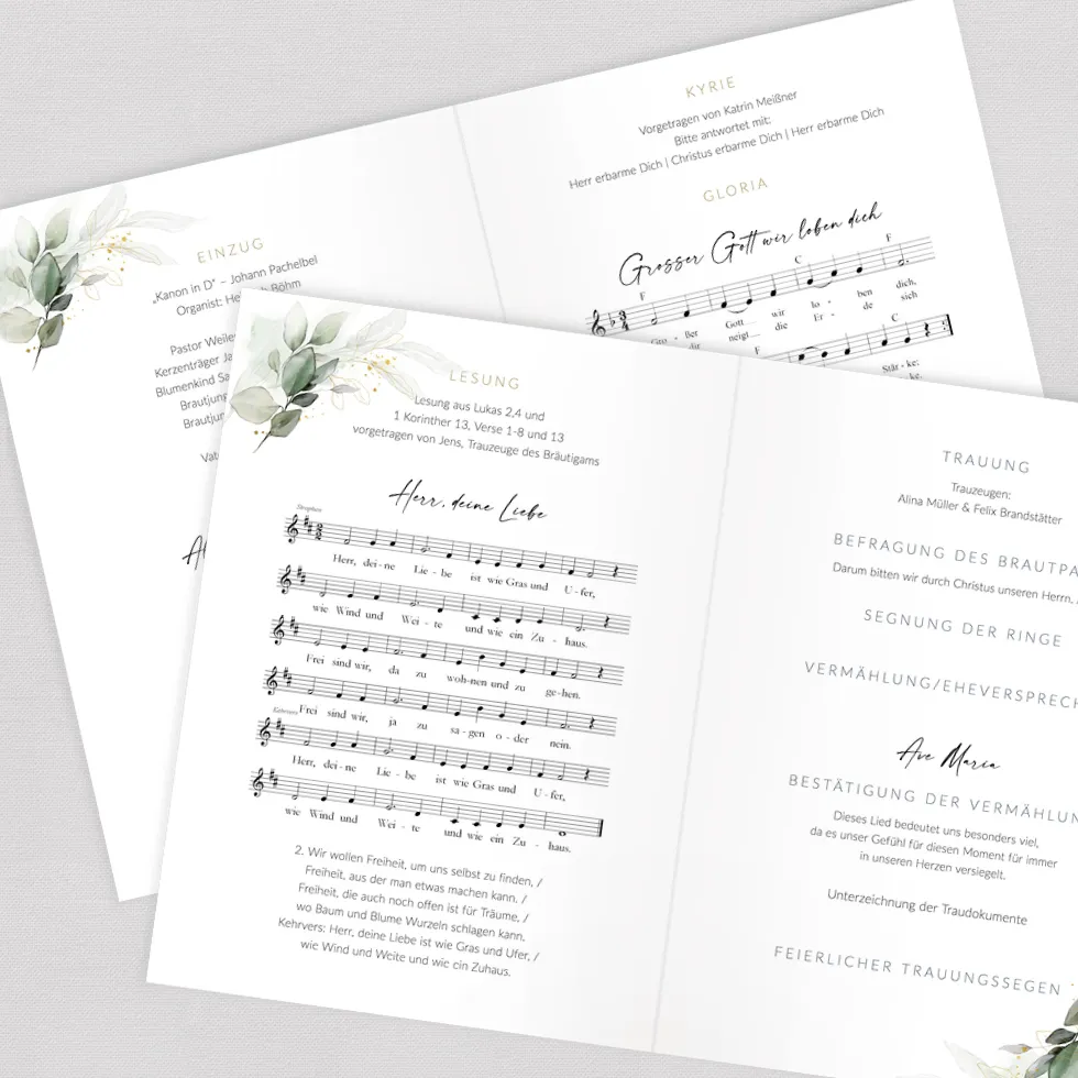 weddingstyle-trauung-kirchenheft-eukalyptus-gold-din-a5-geheftet image 2