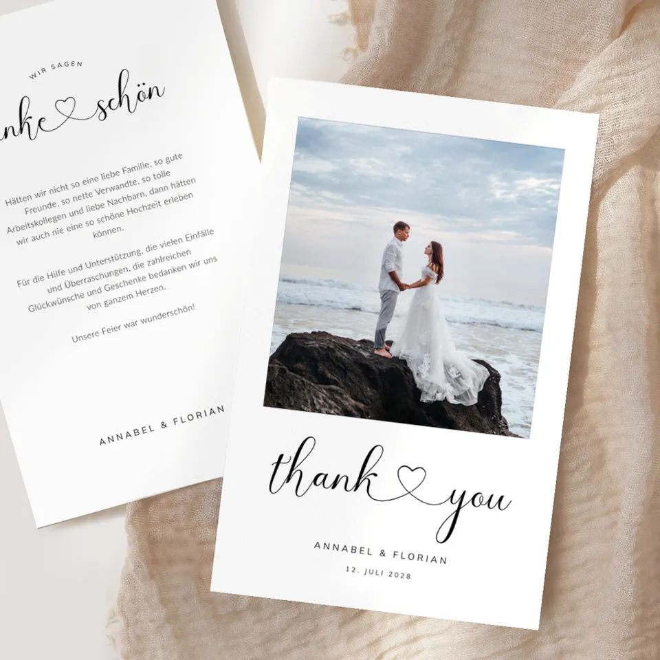 weddingstyle-dankeskarte-herzschrift-b6-beidseitig-bedruckbar image 1