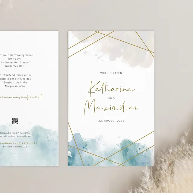 weddingstyle-hochzeitskarten-einladung-geometric-karte-b6-modern image 1