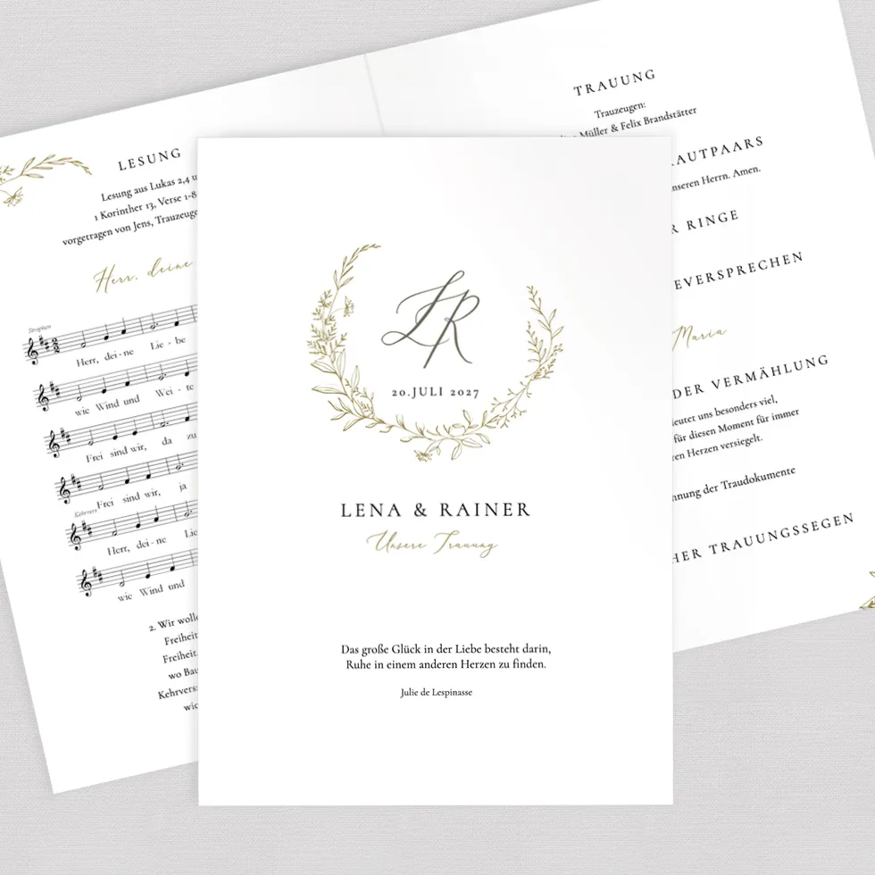 weddingstyle-elegant-wreath-kirchenheft-vorlage-pdf-din-a5 image 1