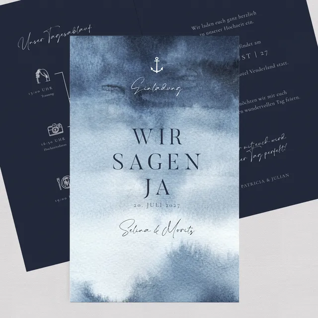 weddingstyle-hochzeitskarten-sea-love-einladungskarte-vorlage-b6-doppelseitig image 1