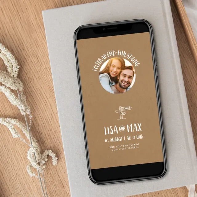 weddingstyle-polterabend-einladung-kraftpapier-whatsapp-digital image 1