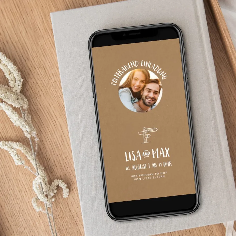weddingstyle-polterabend-einladung-kraftpapier-whatsapp-digital image 1