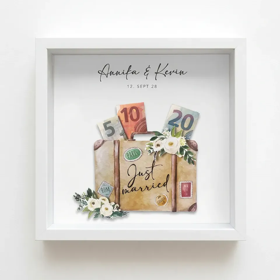 weddingstyle-geschenke-geldgeschenk-reisekoffer-3-d-effekt-rahmen image 1