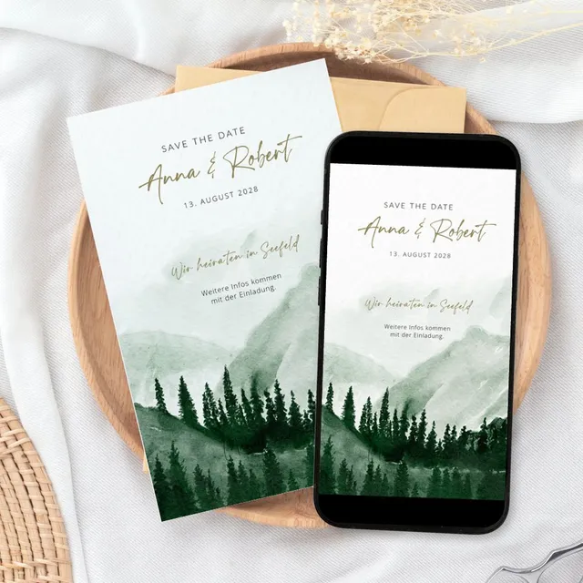 weddingstyle-hochzeitskarten-save-the-date-wald-berge-digital image 1
