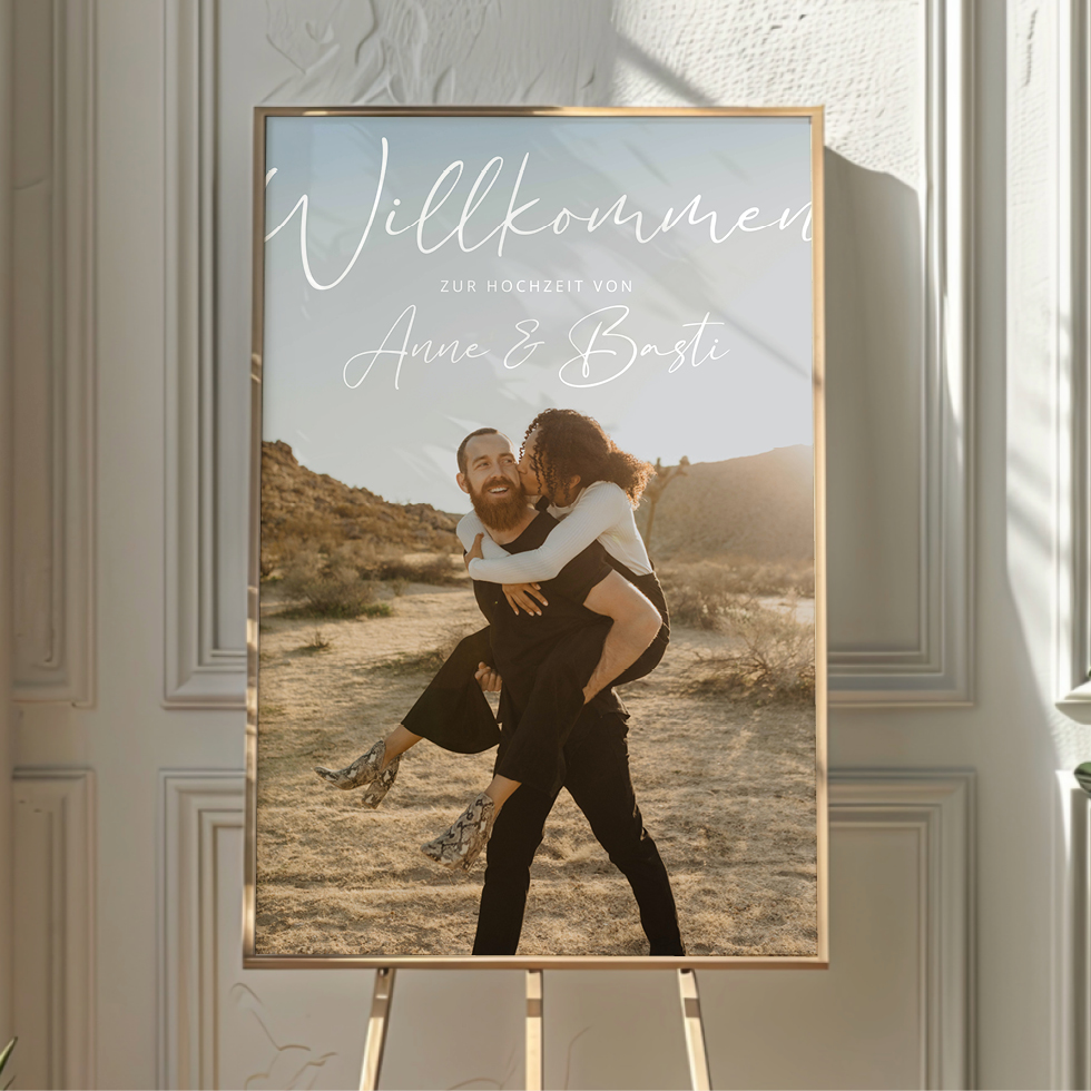 weddingstyle-trauung-willkommensschild-mit-foto-personalisiert image 1