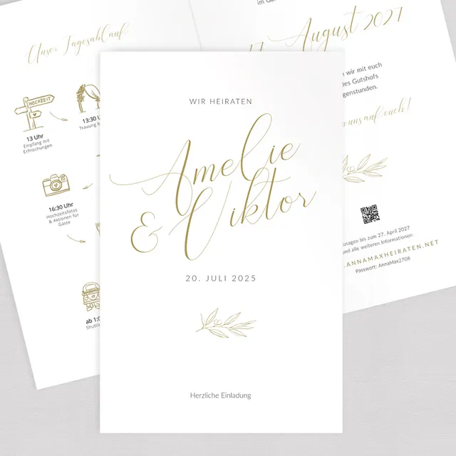 weddingstyle-hochzeitskarten-golden-branch-klappkarte-b6-einladung image 1