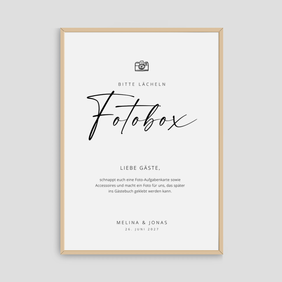 weddingstyle-fotobox-schild-modern-personalisierbar-mit-druck image 1