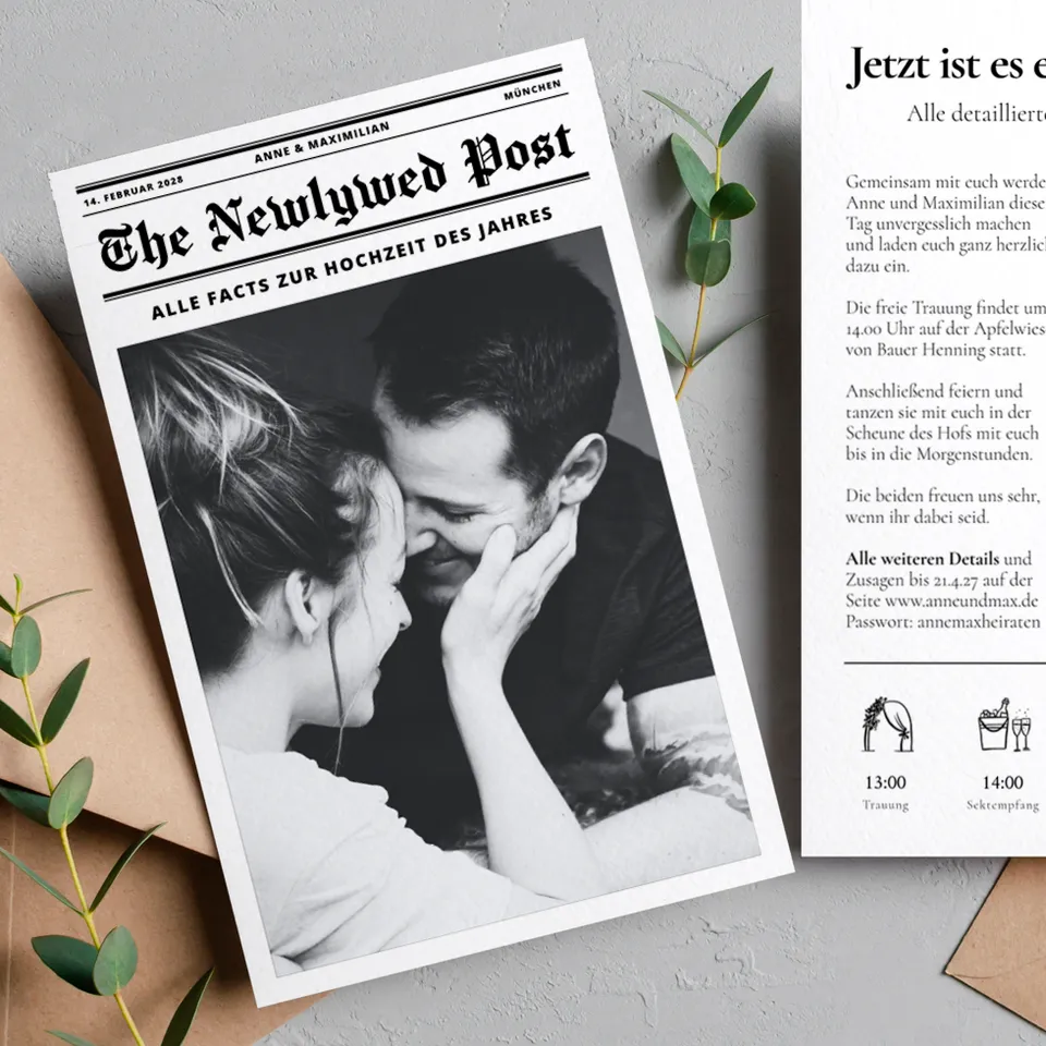 weddingstyle-hochzeitskarten-hochzeitseinladung-zeitung-b6 image 1