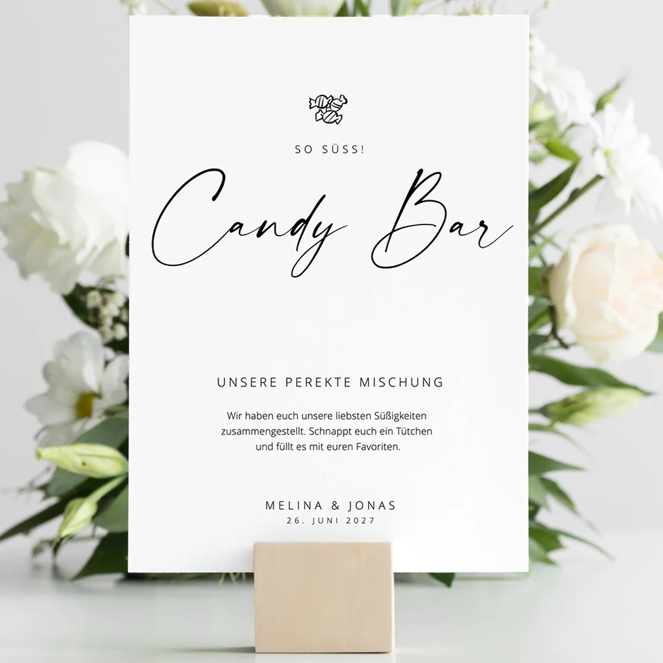 weddingstyle-feier-candy-bar-schild-modern-vorlage-poster image 1