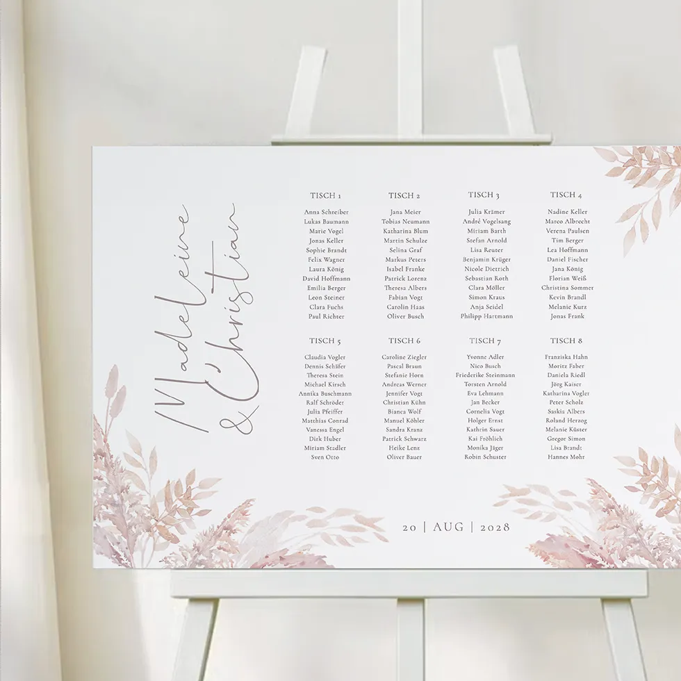 weddingstyle-feier-pampas-sitzplan-selbst-gestalten-poster image 1
