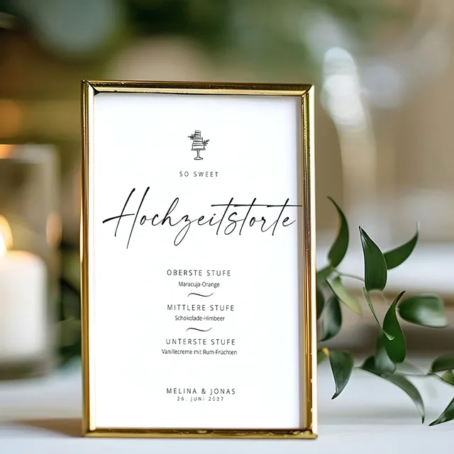 weddingstyle-hochzeitstorte-infoschild-modern-poster-a4-download image 1
