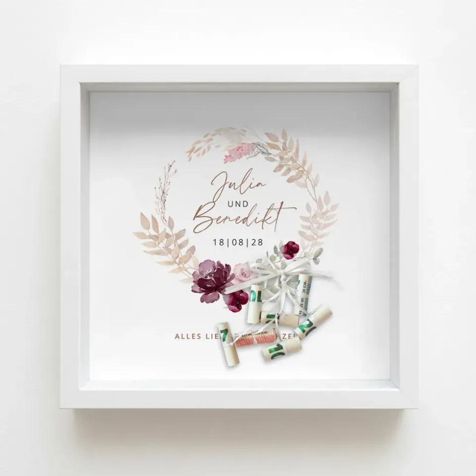 weddingstyle-boho-geldgeschenk-im-bilderrahmen-25x25-personalisiert image 1