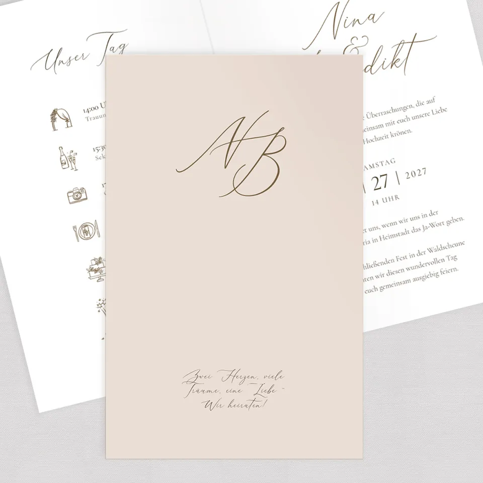 weddingstyle-monogramm-hochzeitseinladung-klappkarte-b6-gedruckt image 1