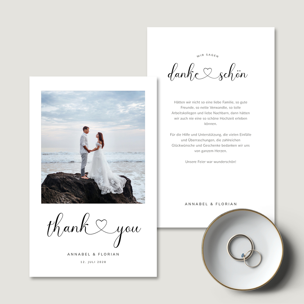 weddingstyle-dankeskarte-herzschrift-b6-beidseitig-bedruckbar image 2