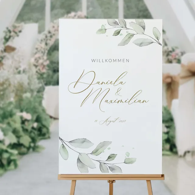 weddingstyle-trauung-willkommensschild-eukalyptus-elegant-individuell image 1