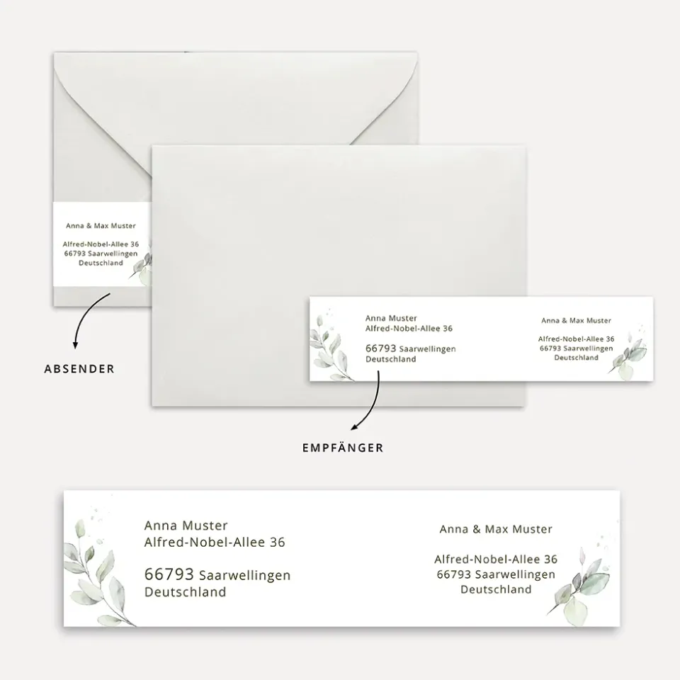 weddingstyle-hochzeitskarten-adressetiketten-eukalyptus-vorlage-17-designs image 1