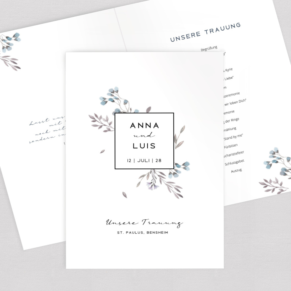 weddingstyle-trauung-blumen-t-rkis-kirchenheft-umschlag-vorlage image 1