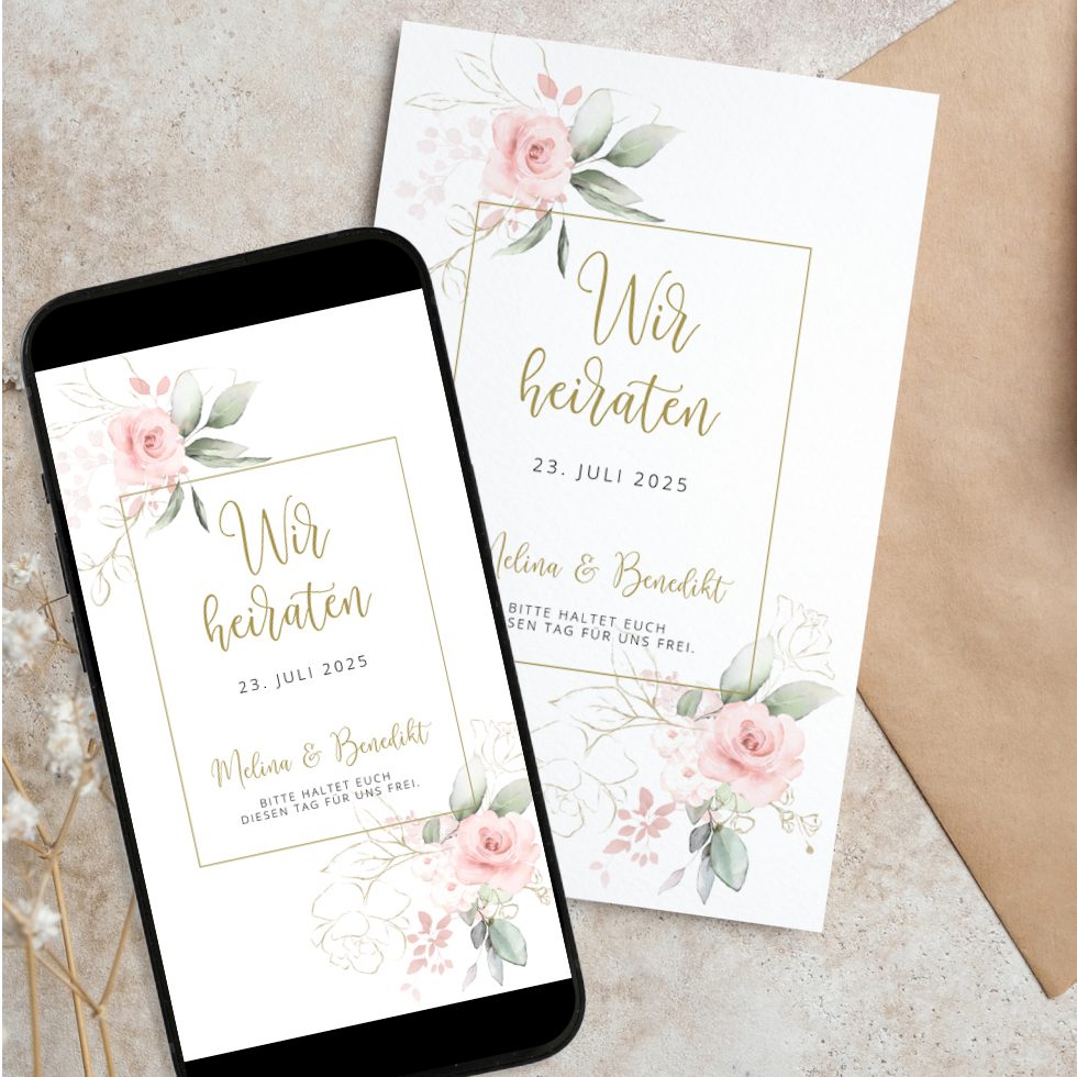 weddingstyle-modern-rose-save-the-date-karte-blumen image 1