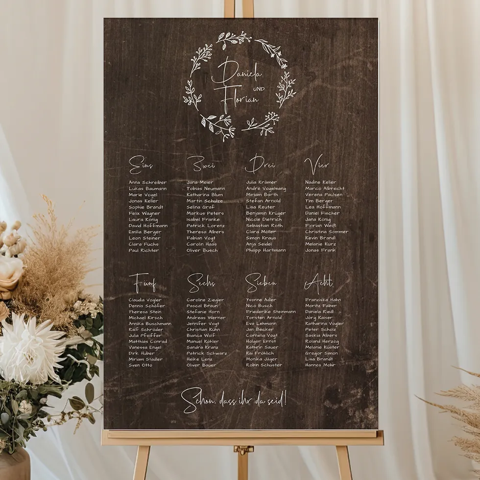 weddingstyle-feier-holzstruktur-sitzplan-plakat-tischkarten image 1