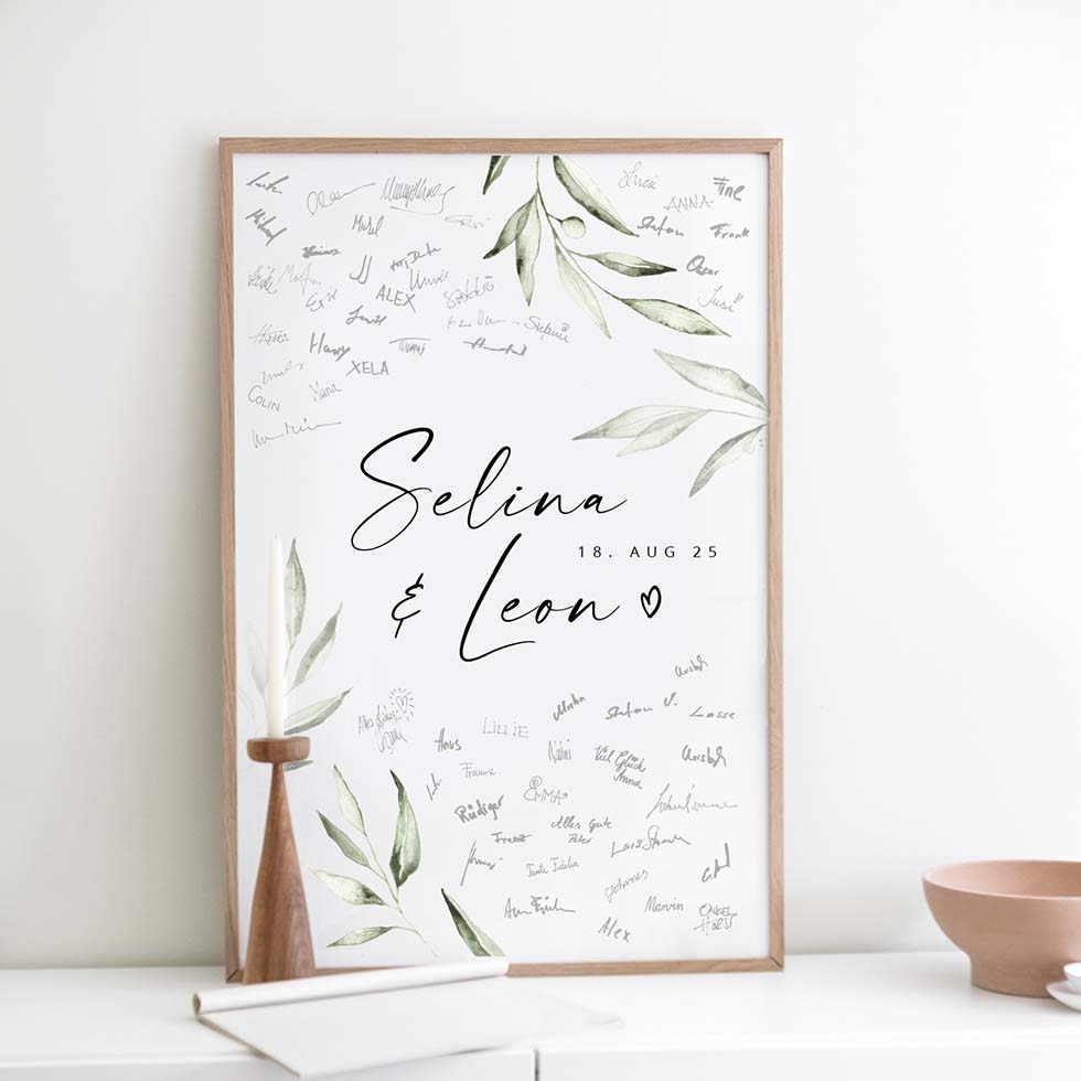 weddingstyle-feier-g-stebuch-bild-olive-poster-leinwand image 1