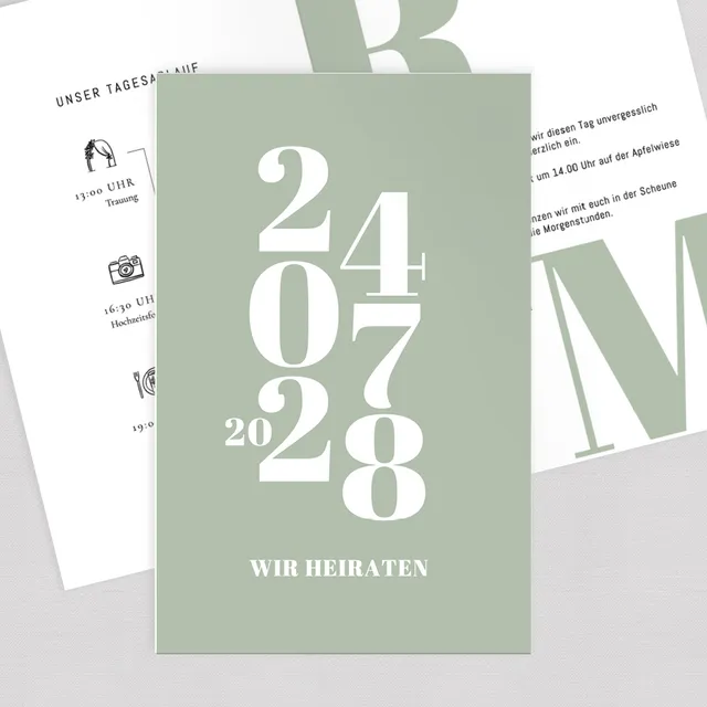 weddingstyle-datum-hochzeitseinladung-klappkarte-b6-individuell image 1