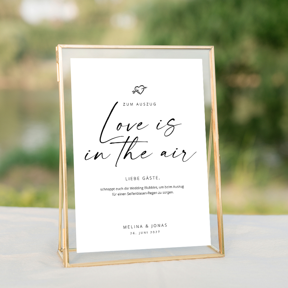 weddingstyle-feier-love-is-in-the-air-schild-modern image 1