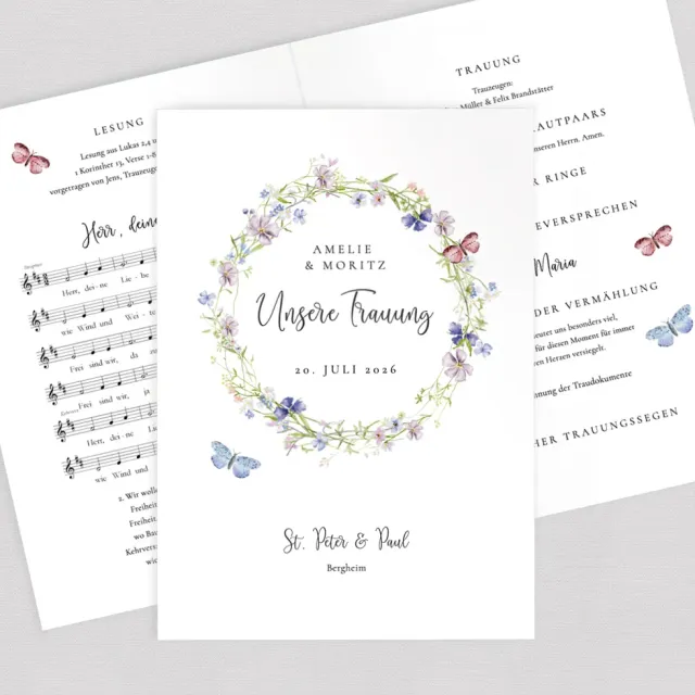 weddingstyle-schmetterlinge-kirchenheft-pdf-din-a5-vorlage image 1