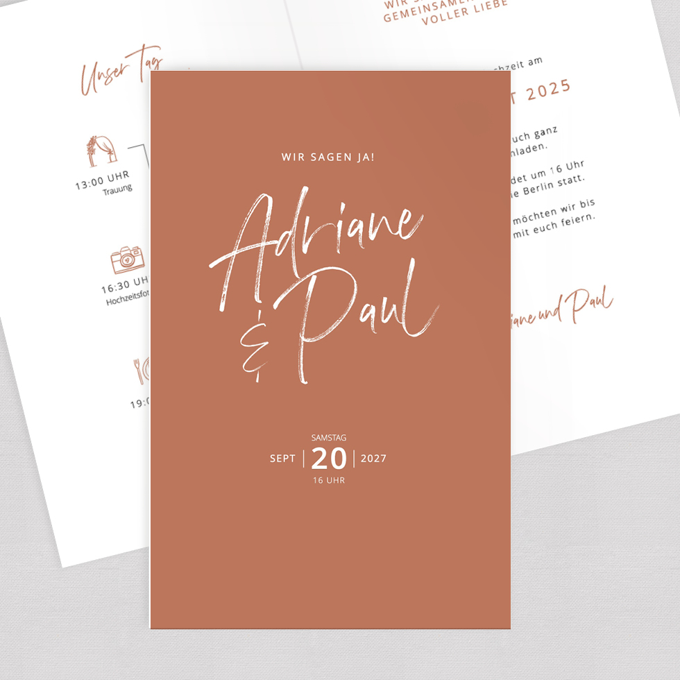 weddingstyle-hochzeitskarten-einladung-burnt-orange-klappkarte image 1