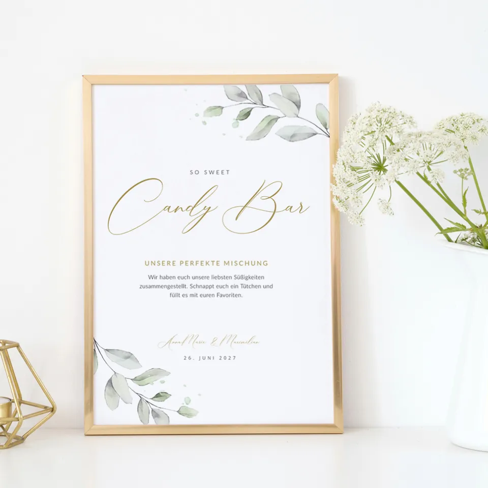 weddingstyle-feier-candy-bar-schild-eukalyptus-a4 image 1