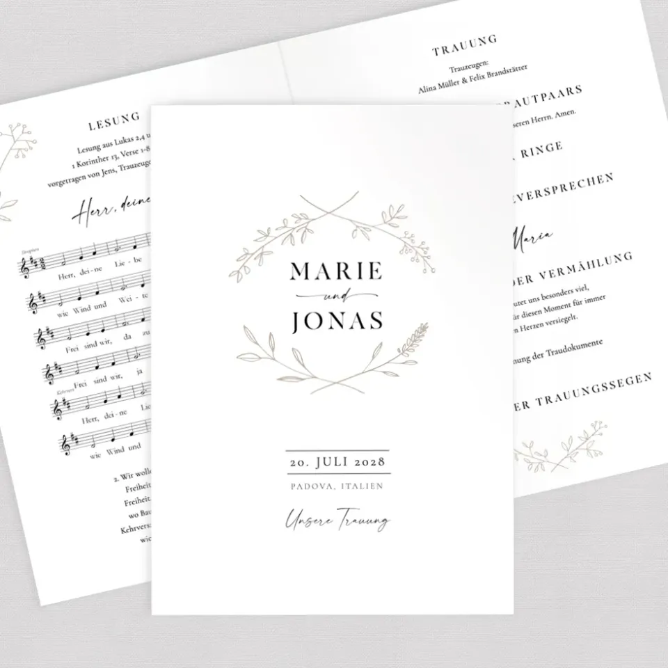 weddingstyle-trauung-kirchenheft-vintage-vibes-din-a5-personalisiert image 1