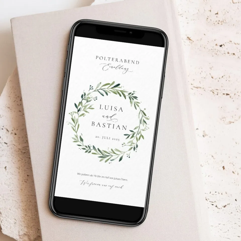 weddingstyle-hochzeitskarten-polterabend-einladung-greenery-digital image 1