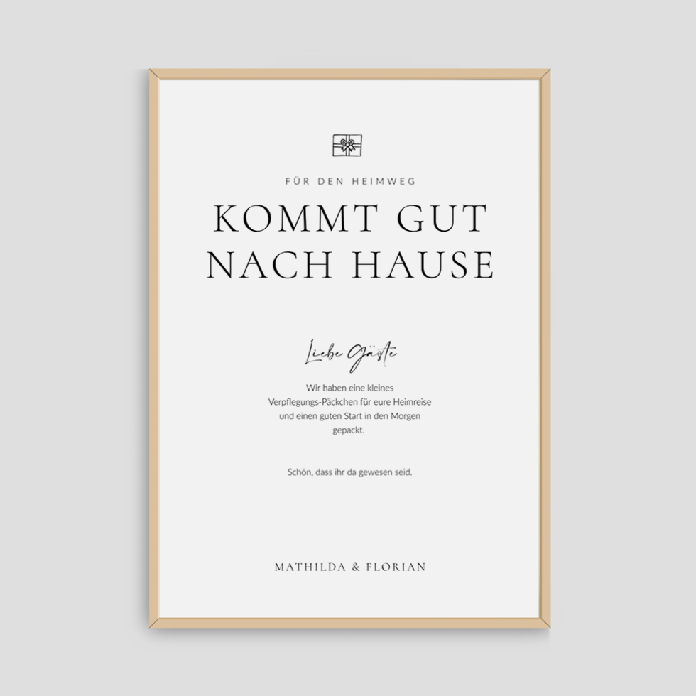 weddingstyle-feier-kommt-gut-nach-hause-schild-poster-matt image 1