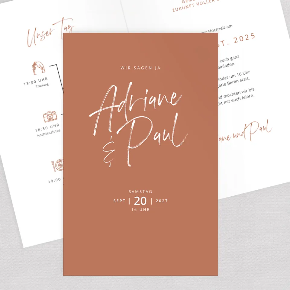 weddingstyle-hochzeitskarten-burnt-orange-klappkarte-einladungskarte-b6 image 1