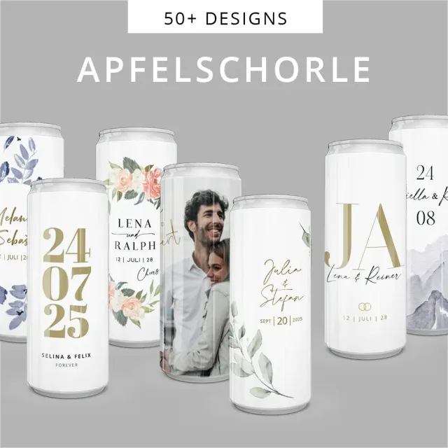 weddingstyle-sektempfang-apfelschorle-getr-nkedose-personalisiert-foto image 1