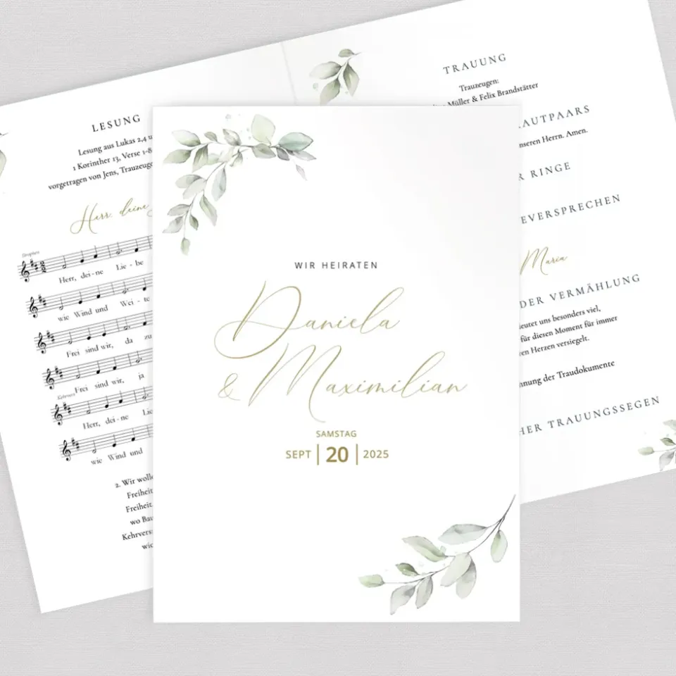 weddingstyle-trauung-kirchenheft-eukalyptus-din-a5-heft image 1