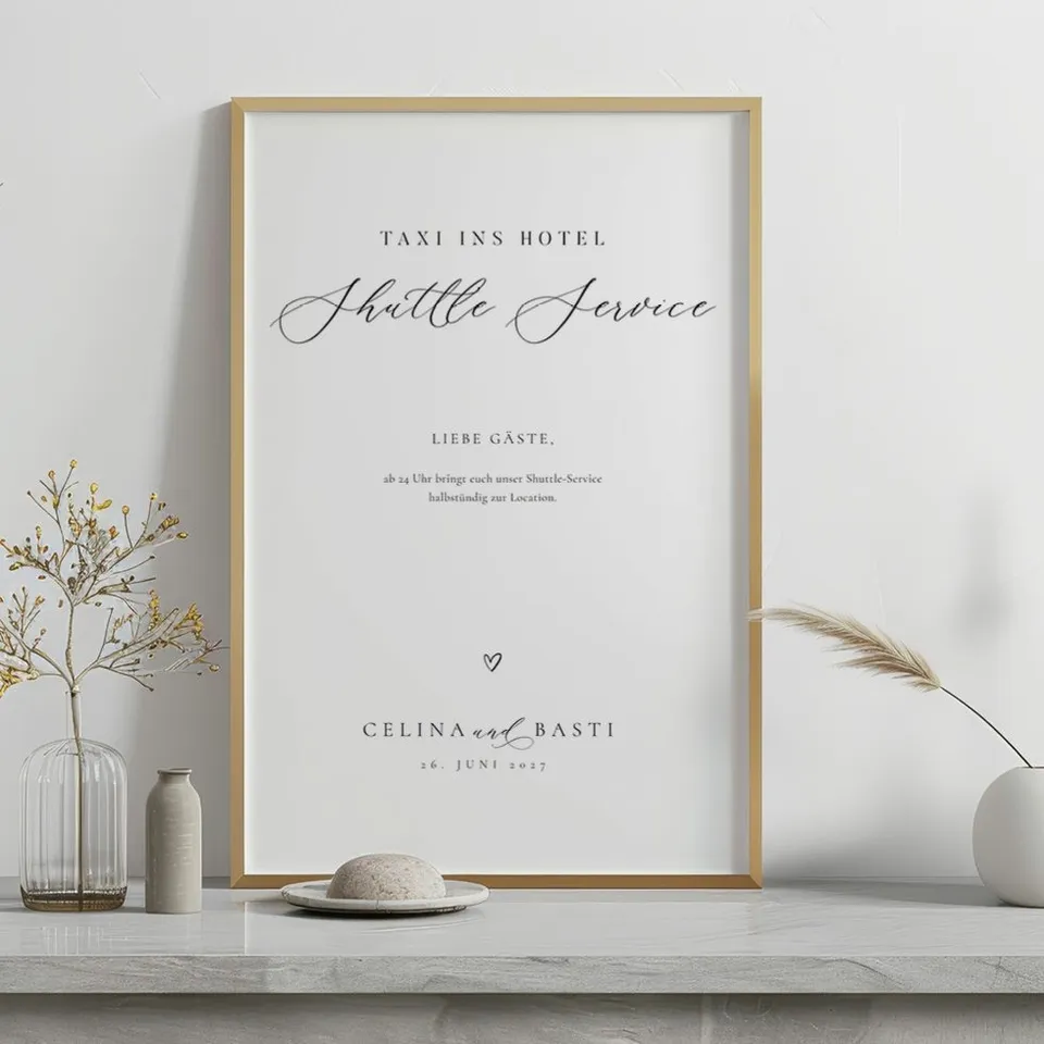 weddingstyle-feier-shuttle-service-infoschild-elegant-vorlage image 1