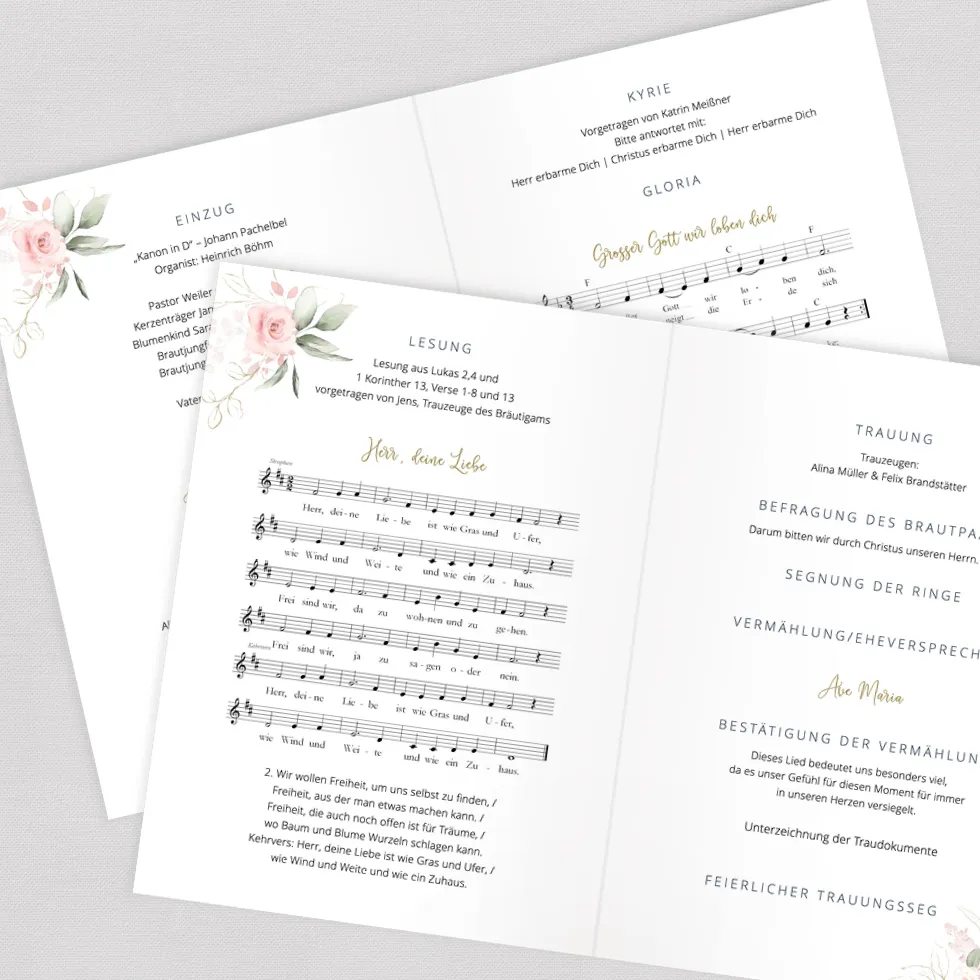 weddingstyle-trauung-modern-rose-kirchenheft-din-a5-gedruckt-pdf image 2