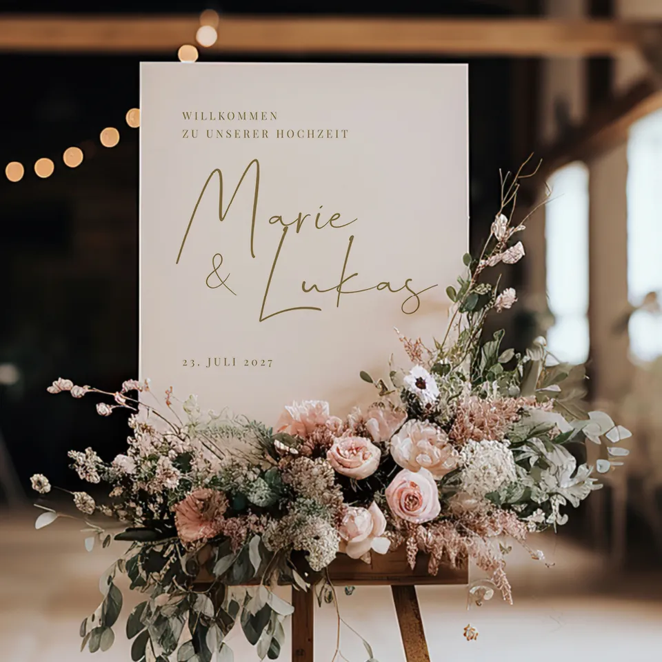 weddingstyle-trauung-willkommensschild-handschrift-modern-tafel image 1