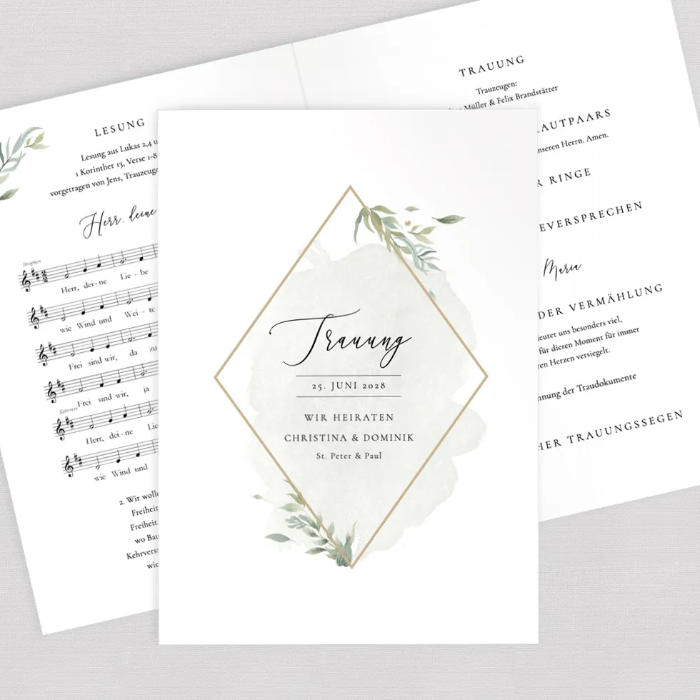 weddingstyle-greenery-kirchenheft-din-a5-personalisiert image 1