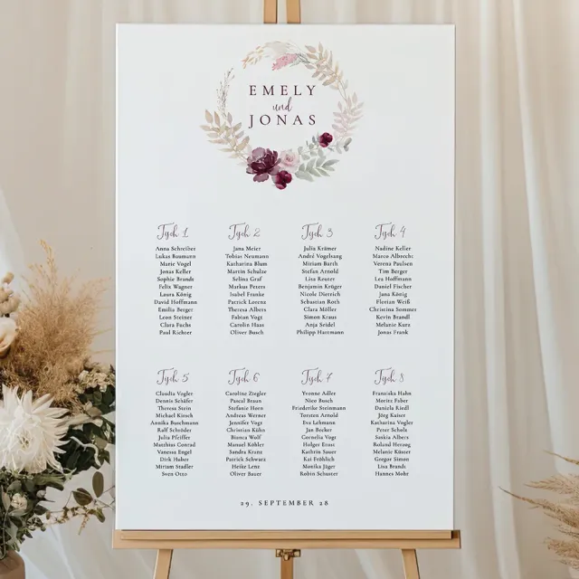 weddingstyle-feier-sitzplan-trockenblumen-vorlage-plakat image 1