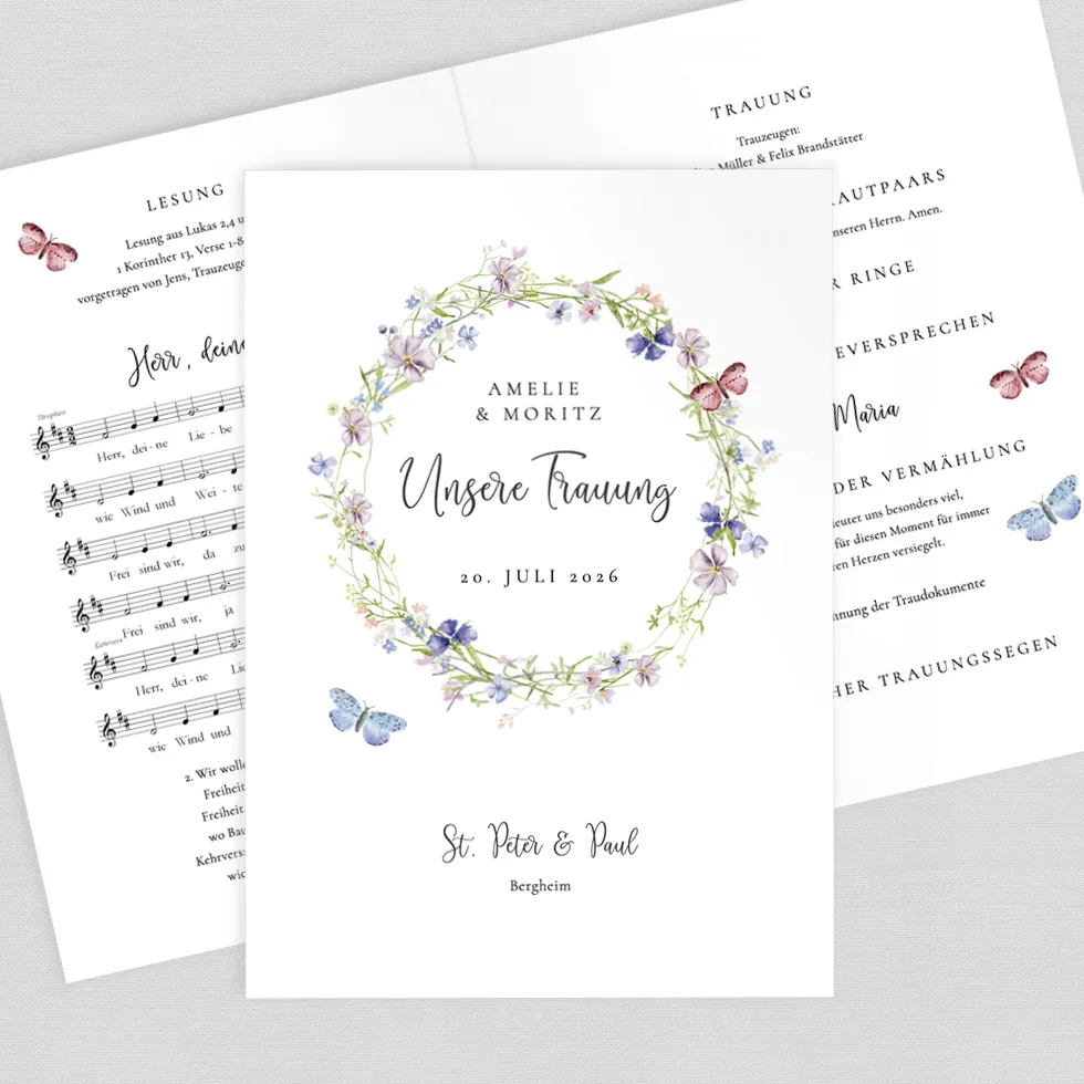 weddingstyle-schmetterlinge-kirchenheft-pdf-din-a5-vorlage image 1