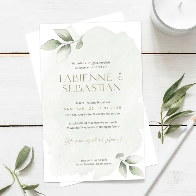 weddingstyle-hochzeitskarten-sage-leaves-einladung-b6 image 1