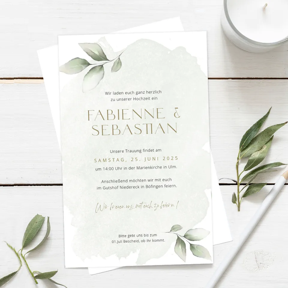 weddingstyle-hochzeitskarten-sage-leaves-einladung-b6 image 1